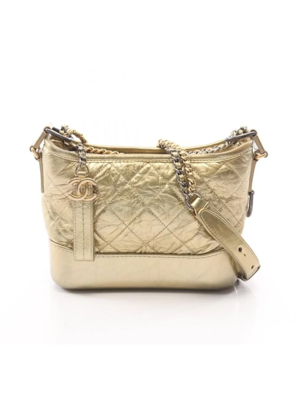Chanel Shoulder Bag Gabrielle de Small Hobo Gold Leather Chain
